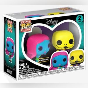 🎇Pocket Pop! Jack & Sally Black Light Vinyl Key Chain Set!!🎇